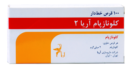 تصویر  قرص کلونازپام 2 م گ 100ع - آریا